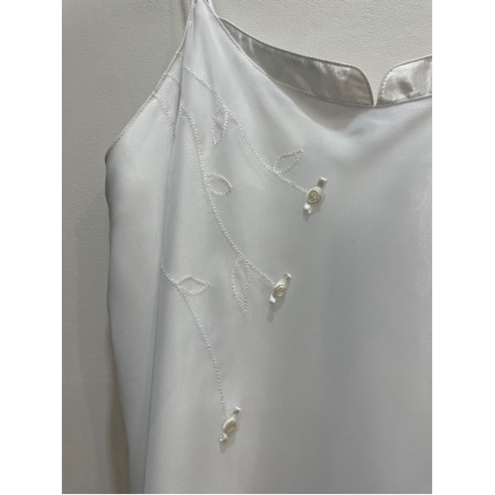 Vintage La Vie En Rose Slip Dress S Maxi White Bridal Trad Wife Y2K Rosette Prom - Picture 3 of 12